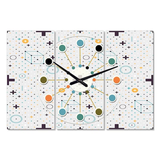 Designart 'Minimalistic Geometric Elements Oversized Mid-Century Modern Multipanel Wall Clock